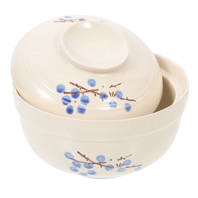Ceramic Noodle Bowl Decorative Soup Bowl Covered Ceramic Bowl Hand Painting Tableware