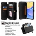 thumbnail image 5 of Dteck Phone Case for Samsung Galaxy S24 FE Zipper Wallet Cover, Shockproof PU Leather Card Holder Slot Stand Wrist Strap Cell Mobile Case for Women Men, Black, 5 of 8