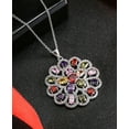 thumbnail image 3 of Silver Plated Floral Rainbow CZ 1.6 Inch Cluster Pendant, 18 Inch with 2.5 Inch extender, with Spring Clasp, for Wome, 3 of 3