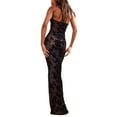 thumbnail image 3 of Cenuakty Women´s Summer Long Skinny Sling Dress Black Sleeveless Halter Sheer Floral Evening Dress, 3 of 9