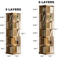 thumbnail image 2 of Rotating Bookshelf Tower, 360 Display Spinning Bookshelf, Bamboo Bookshelf Floor Standing Storage Rack, Wood Narrow Book Shelf Organizer for Kids&Adults, Natural 6 Tier, 2 of 9