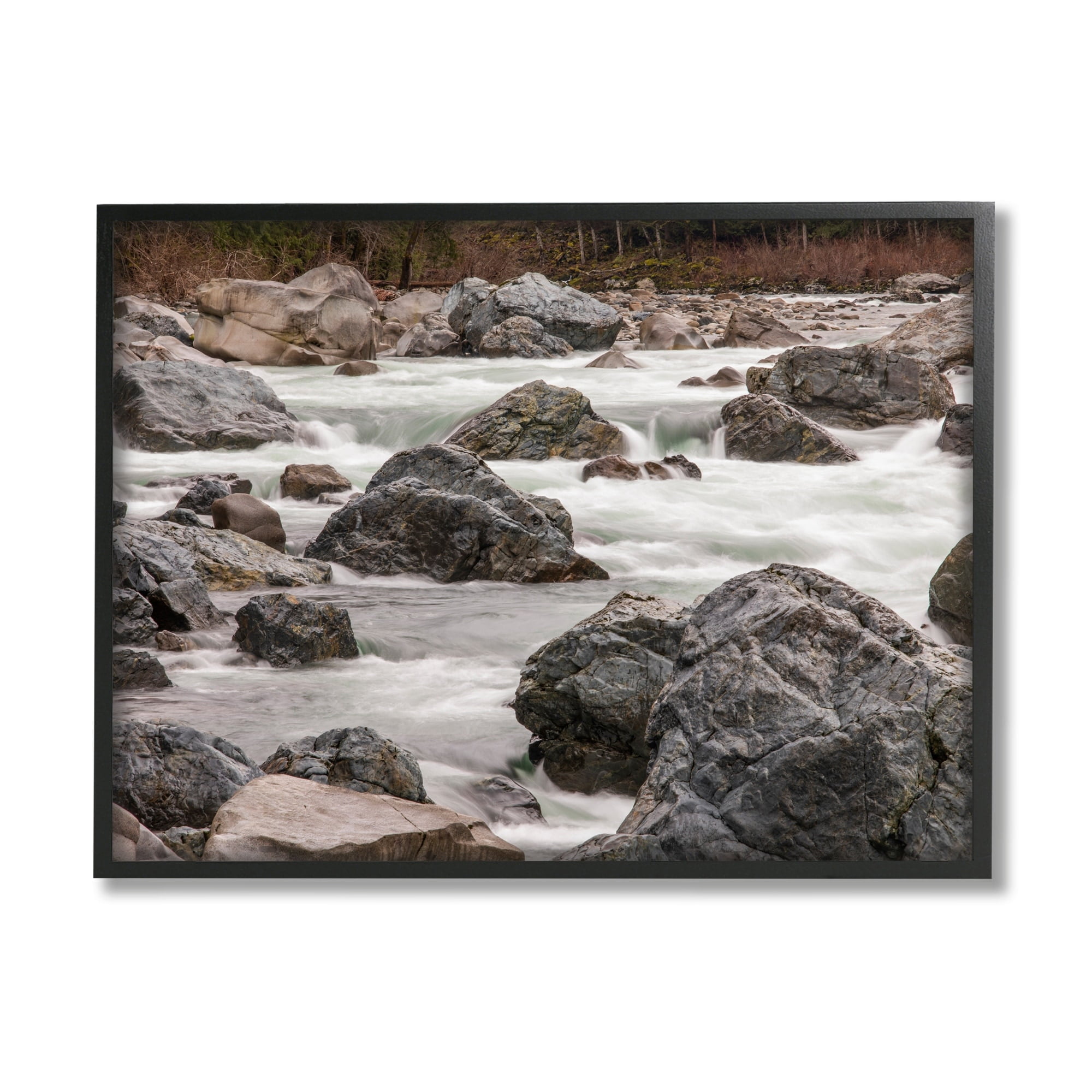 Stupell Industries Rocky River Stream Flowing Water Landscape Photography White Framed Art Print Wall Art, 30x24, by Matheson