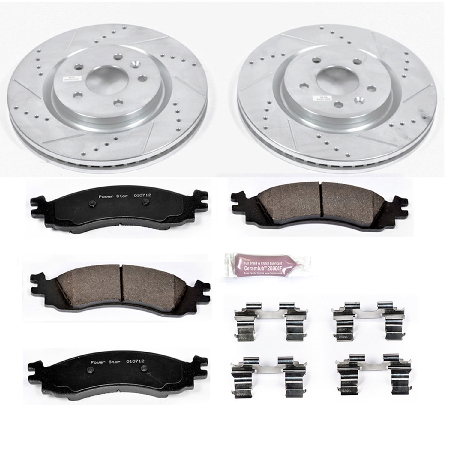PowerStop Front Z23 Evolution Sport Carbon-Fiber Ceramic Brake Pad and Drilled & Slotted Rotor Kit Fits: FORD Select Models K5581