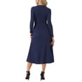 thumbnail image 3 of INSPIRE CHIC Vestidos de Otoño para Mujeres de Manga Larga Cuello Redondo Tejido A-Line Vestido Midi Casual L Azul Oscuro, 3 of 6