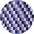 thumbnail image 1 of Ahgly Company Indoor Round Checkered Blue Modern Area Rugs, 6' Round, 1 of 4