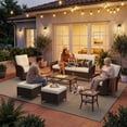 thumbnail image 6 of Sunmthink 7-Piece Patio Furniture Set, High Back Swivel Rocker Chairs with Thick Cushions, Wicker Rattan Outdoor Sectional Sofa with Coffee Table & Ottoman, Beige, 6 of 7