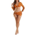 thumbnail image 2 of INSPIRE CHIC Conjuntos de bikini con halter ajustable y cordón para mujer, traje de baño de 4 piezas con cubierta X-Large Naranja, 2 of 5