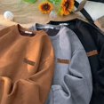 thumbnail image 5 of Sudadera estilo americano de piel de gamuza de color vintage para hombre, de gran tamaño, con cuello redondo, sudadera con capucha holgada y versátil, 5 of 5