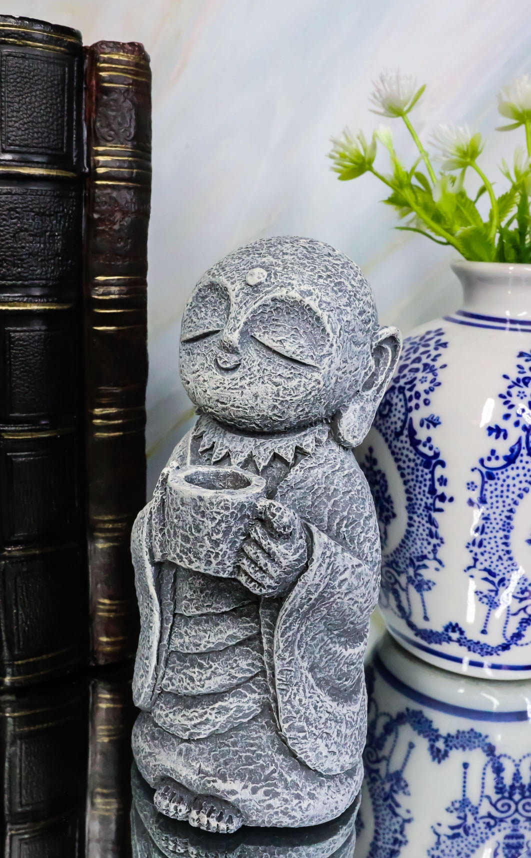Feng Shui Zen Buddha Japanese Jizo Monk Drinking Out Of Tea Cup
