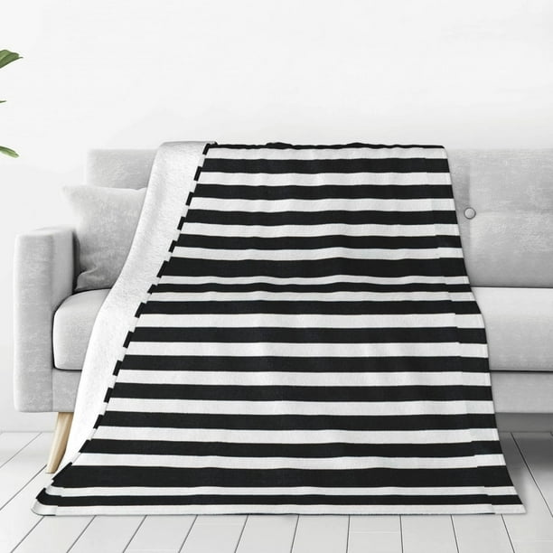 Balery Black And White Stripes Manta de Felpa Suave y Acogedora – Cobija de Franela Aterciopelada para Cama, Lavable y Cálida para Sofá, Mascotas, Transpirable-40"x30"