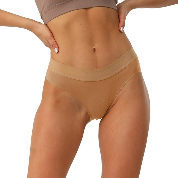 nsendm Female Underpants Adult Latex Panties Women's Seamless Comfortable  Solid Color Breathable Sexy Low Waist Underwear Womens Underwear Set(Khaki