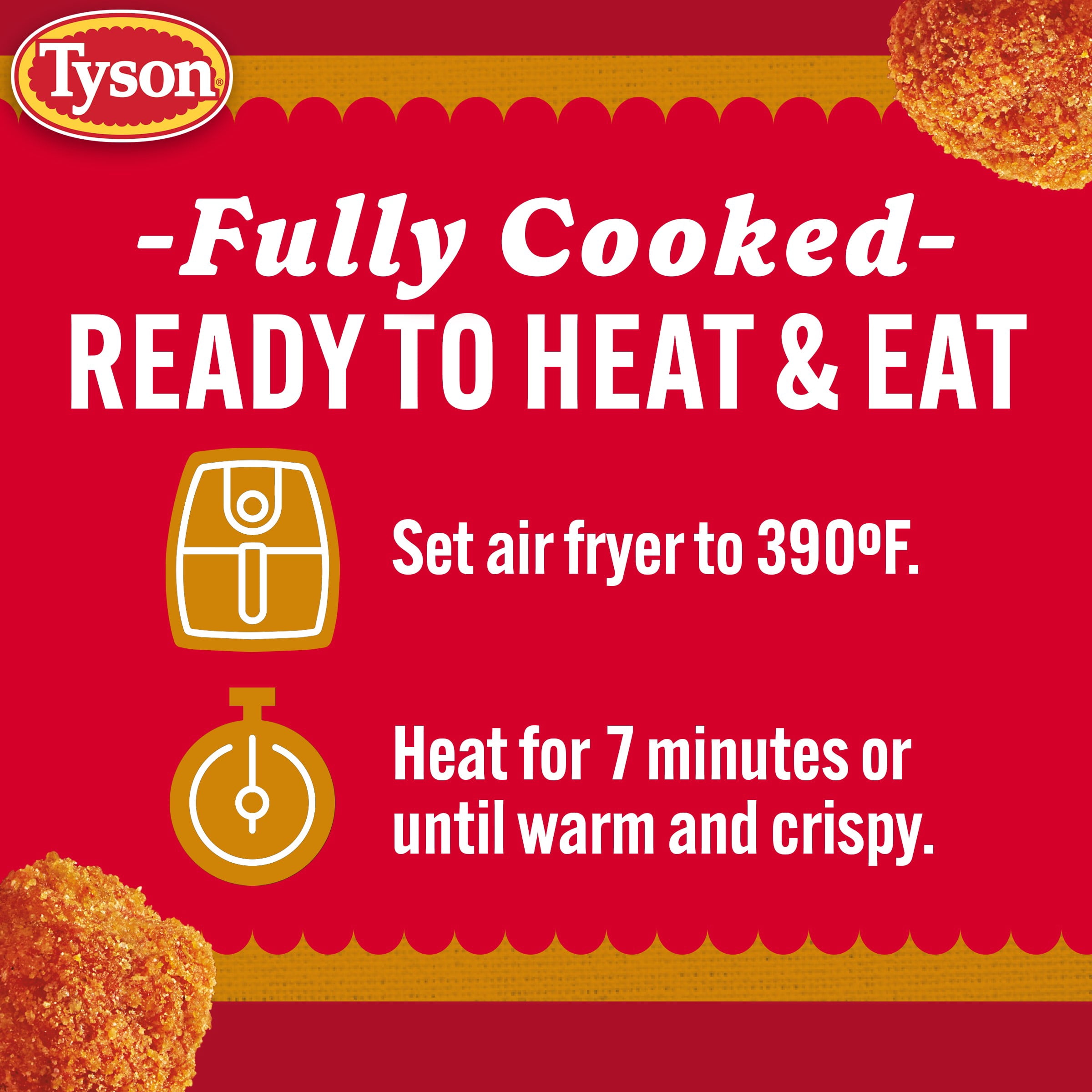 Tyson Fired Up Popcorn Chicken 25 oz, (Frozen, Fully Cooked)