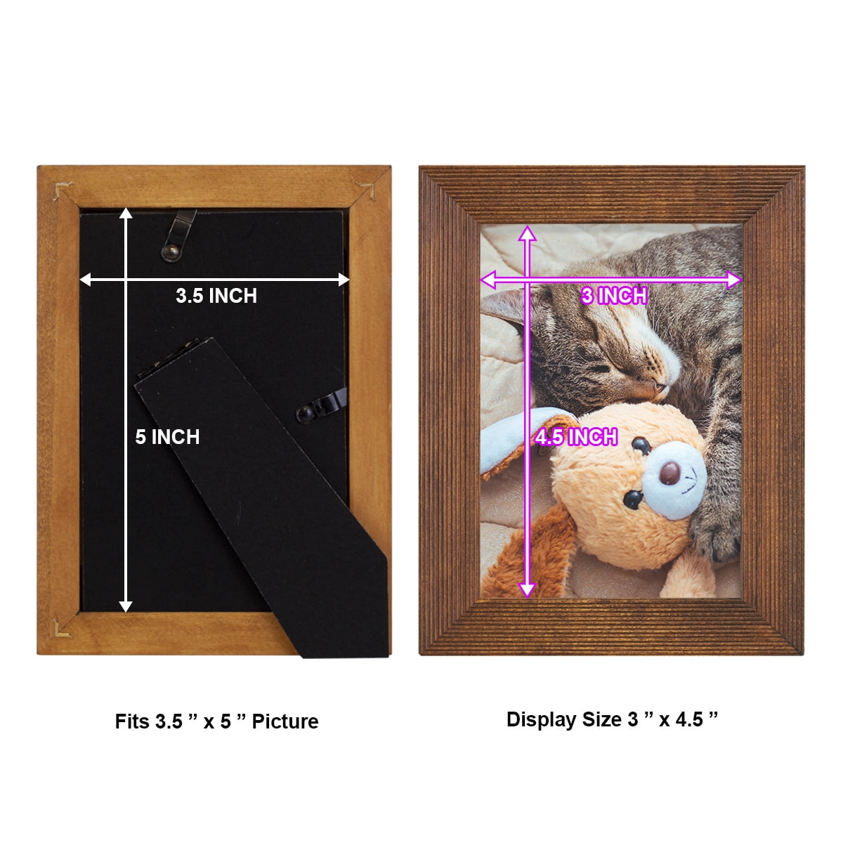Grooved 3.5 in. x 5 in. Walnut Picture Frame Set (Set of 4)