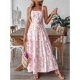 thumbnail image 3 of Pink Floral Print Sleeveless Tiered Maxi Dress With Square Neckline For Women, 3 of 6