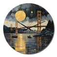 thumbnail image 2 of Designart "Golden Gate Monochrome Yellow Bridge II" Architecture Oversized Wall Clock, 2 of 5