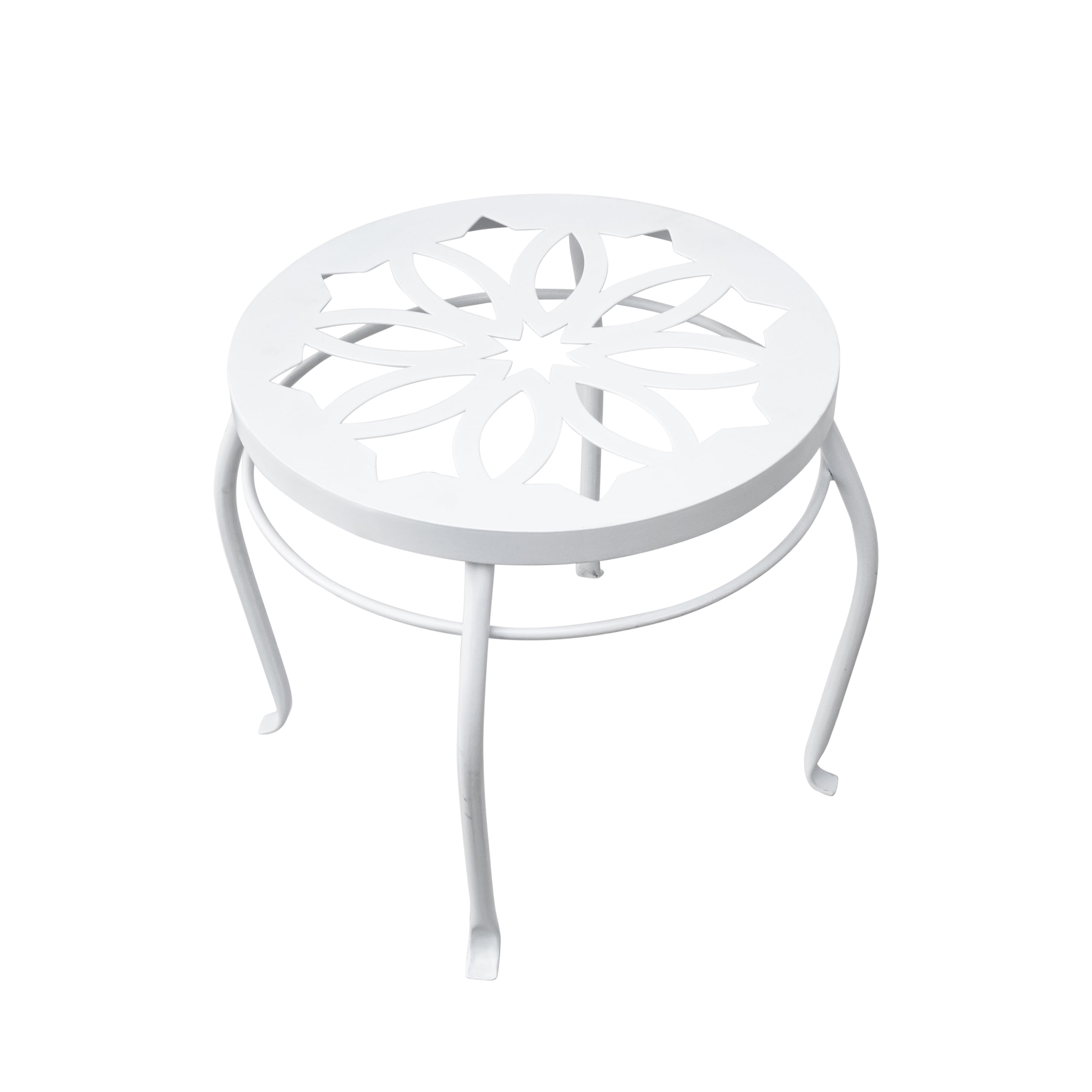 Mainstays 9-Inch White Metal Plant Stand, Indoor/Outdoor, Holds Up to 77 lbs