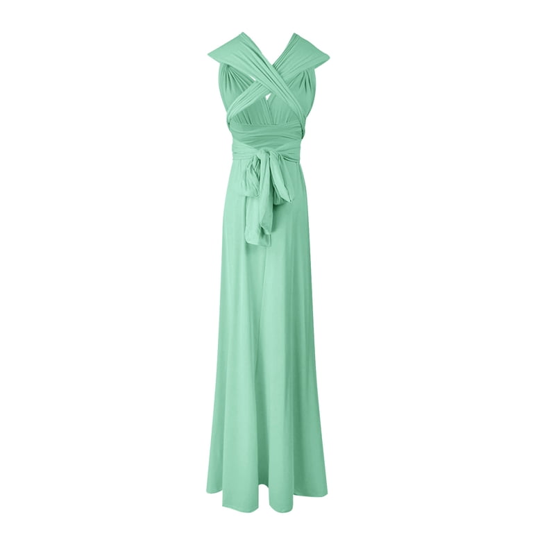 NXMZXB Dresses for Bridesmaids,Wedding Guest Dresses for Women,Plus Size  Wrap Dress Long Maxi Convertible Multiway Dress Mint Green XL - Walmart.com