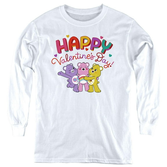 Care Bears Happy Valentine's Day Kids Long Sleeve T-Shirt for Youth Boys and Girls