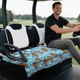 thumbnail image 4 of Yuyamidu Funny Hot Dog Golf Cart Seat Covers Golf Ball Golf Cart Seat Towel Blanket with 4 Front Pockets, Fits More 2 Person Seats Club Car, Blue, 4 of 7