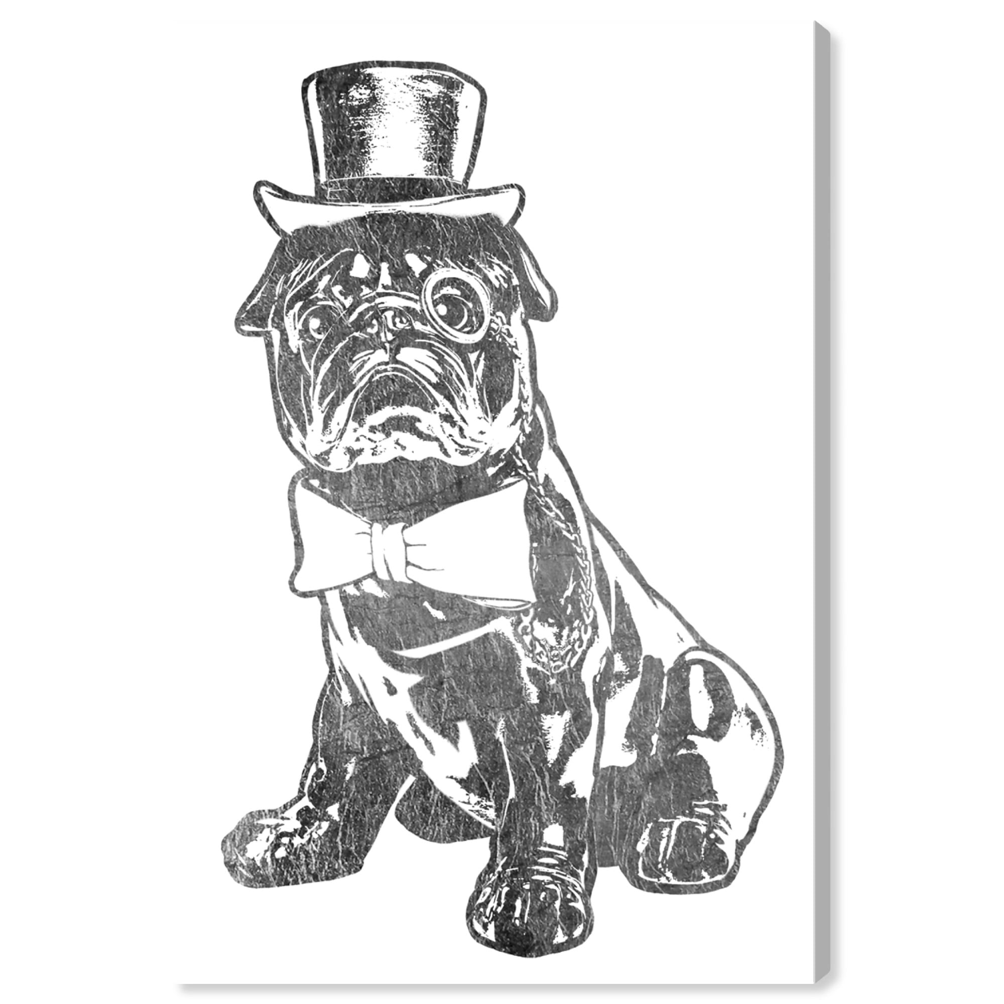 Boxer Dog Cigar Top Hat Framed CANVAS PRINT Portrait Wall Art 