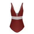 thumbnail image 5 of JSheng Swimming Suits for Women One Piece Women Summer Fashion Solid Color Bikini Swimsuit With Chest Cushion Red M, 5 of 5