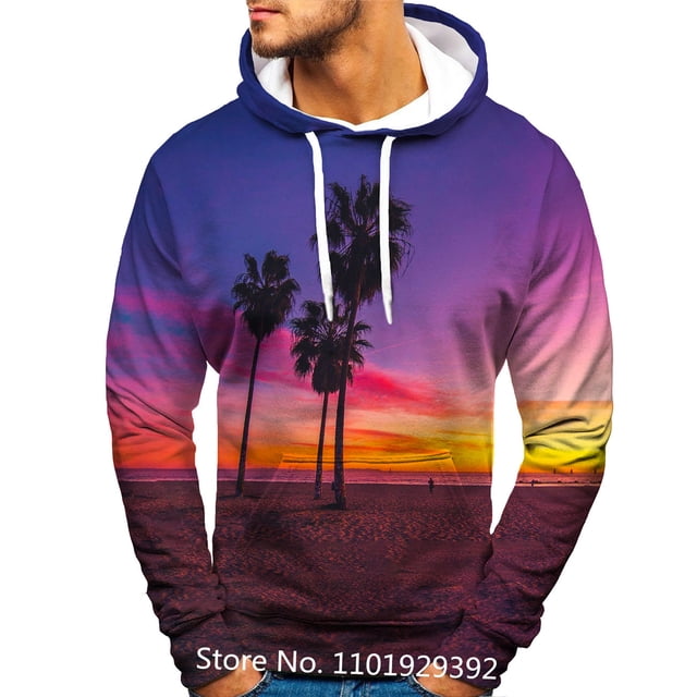 Newest Funny Hawaiian Palm Pattern 3d Printed Hoodies Casual Sweatshirt Cool Pullover