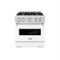 ZLINE 30 in. 4.2 cu. ft. Classic Gas Range with 4 Burner Cooktop and Convection Gas Oven in DuraSnow Stainless Steel with White Matte Door (CGRS-WM-30)