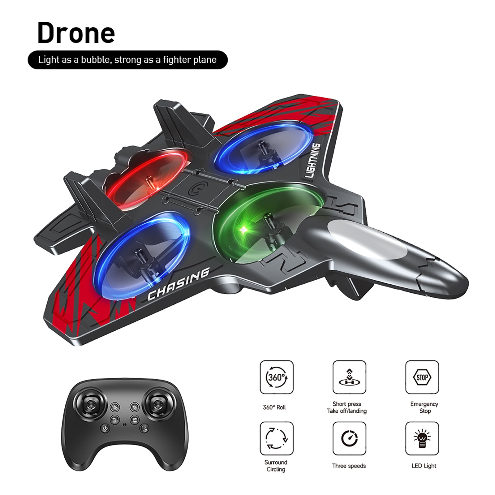 Rc Airplane With Remote Control, Stunt Foam Aircraft Equipped With Colorful Lights, Supports Sensing Control For Intuitive Flight Experience, Performs Multiple Stunt Moves,