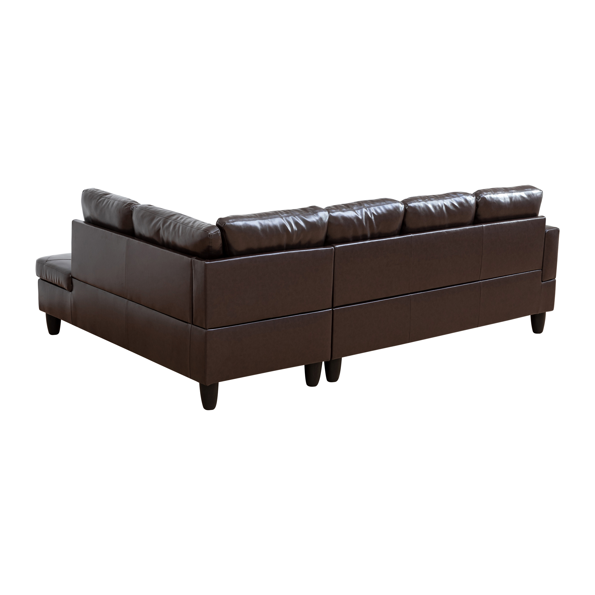 MAYEERTY 97" Faux Leather Sectional Sofa, 2-Piece Couch Living Room Sofa Set without Ottoman, Brown (Right)