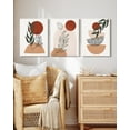 thumbnail image 3 of SHENIFY 12x16in3pcs Boho Wall Art Red Sun Mid Century Modern Decor Minimalist Bohemian Bedroom Decor Abstract Geometry Canvas Prints Ready To Hang for Bathroom, 3 of 5