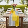 thumbnail image 4 of Yellow Abstract Burlap Cotton Table Runner 18x72 Inches Long, Grey Geometric Oil Painting Vintage Gradient Farmhouse Table Runners, Outdoor Dining Tablecloths Decor for Baby Shower/Party/Wedding, 4 of 8