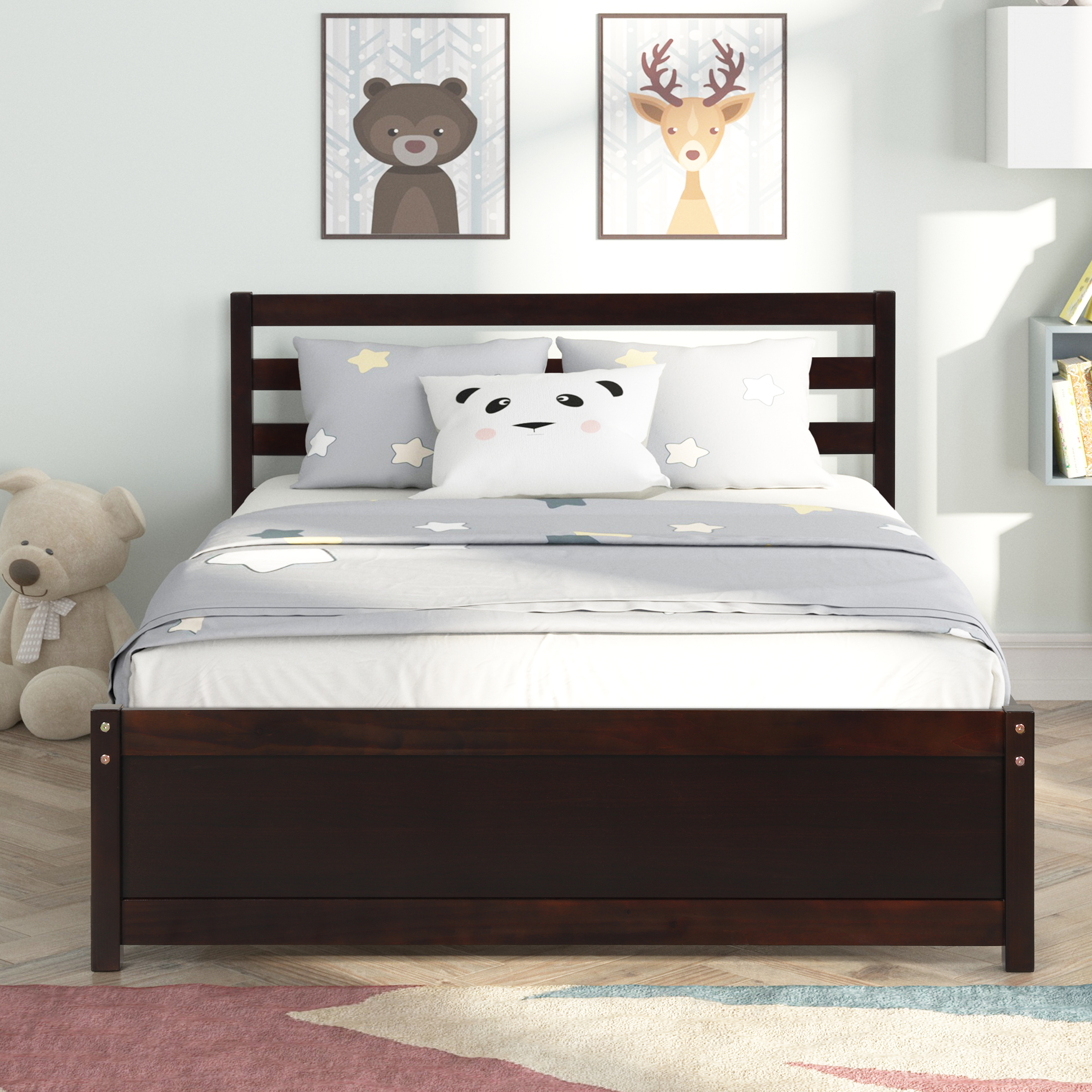 uhomepro Full Size Bed for Boys Girls, Modern Platform Bed Frame with