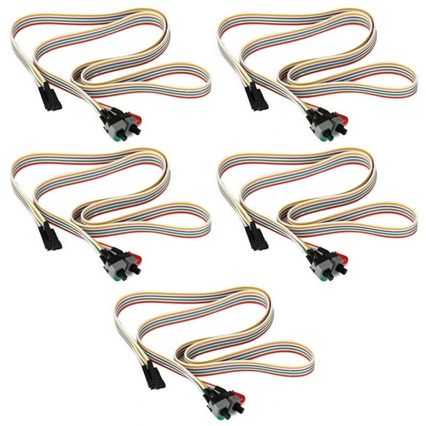 5X Cable de Potencia de Placa Base de Computador Pc Atx 2 Interruptor Encendido Con Luz Led Encendida / Apagada / Reinicia