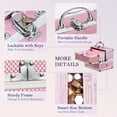 thumbnail image 5 of Portable Makeup Case Organizer 4 Trays Makeup Box Lockable Beauty Cosmetic Train Case Traveling Make up Storage, Pink, 5 of 7