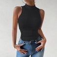 thumbnail image 2 of Tank Tops for Women High Neck Mesh Open Midriff Versatile Sleeveless Tops, 2 of 4