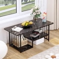 thumbnail image 3 of Coffee Table Black Faux Marble 2 Tiers Large Rectangular Side End Table with Storage Shelf for Coffee Dinning Living Room Apartment Small Stand Modern Design Furniture Wooden for Couch, 3 of 9