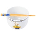 thumbnail image 1 of Cuenco de cerámica para ramen, ratatouille de búfalo plateado, 600 ml, con palillos, 1 of 4