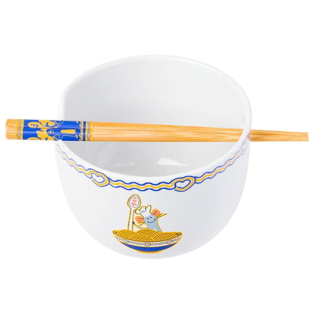 Cuenco de cerámica para ramen, ratatouille de búfalo plateado, 600 ml, con palillos