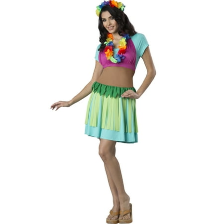 Hawaiian Hula Womens Adult Halloween Costume Dancer Apron Kit-Os