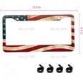 thumbnail image 2 of 2x Universal Stainless Steel Retro USA American Nations Flag License Plate Frame, 2 of 7