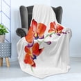 thumbnail image 4 of Floral Soft Flannel Fleece Blanket, Orchid Flower Branch with Vivid Color Petals Blossom Botany Blooms Picture, Cozy Plush for Indoor and Outdoor Use, 50" x 60", Orange Violet White, by Ambesonne, 4 of 5
