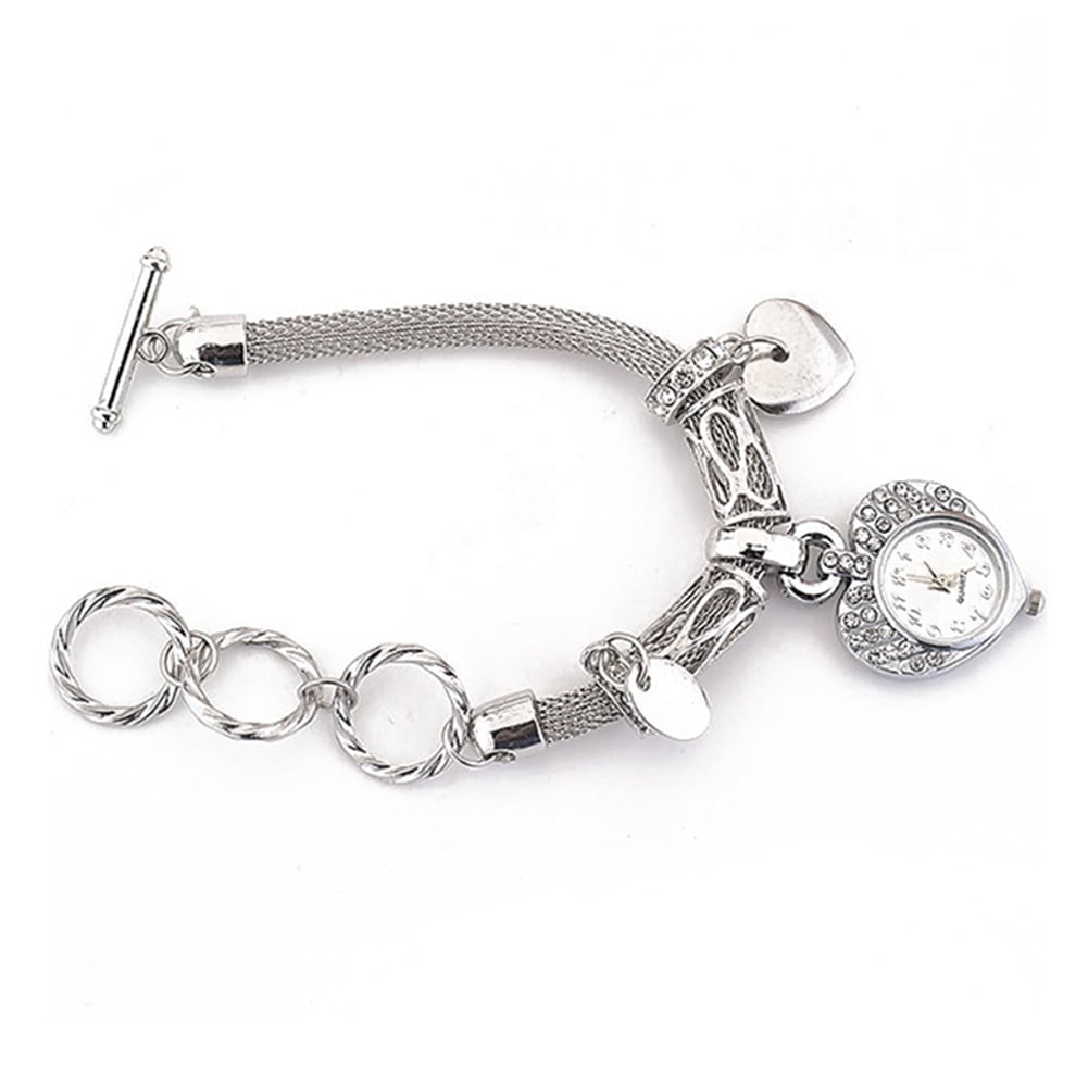 YR WH010 Fashion Women Bracelet Watch With Heart-shaped Pendant Dial -  Silver
