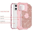 thumbnail image 2 of Casetego for iPhone 15 Pro Max Case,Fashion Glitter Sparkly Bling 3 in 1 Rugged Shockproof Heavy Duty Hybrid Sturdy High Impact Protective Cover for Women Girls,Shiny Rose Gold, 2 of 7