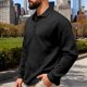 thumbnail image 1 of Blusa y camisa de manga larga con cuello vuelto para hombre, color liso, informal, con botones, cárdigan de media manga, top de solapa de manga larga, blusas de poliéster para hombre, 1 of 9