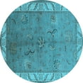 thumbnail image 1 of Ahgly Company Indoor Round Oriental Light Blue Traditional Area Rugs, 4' Round, 1 of 4