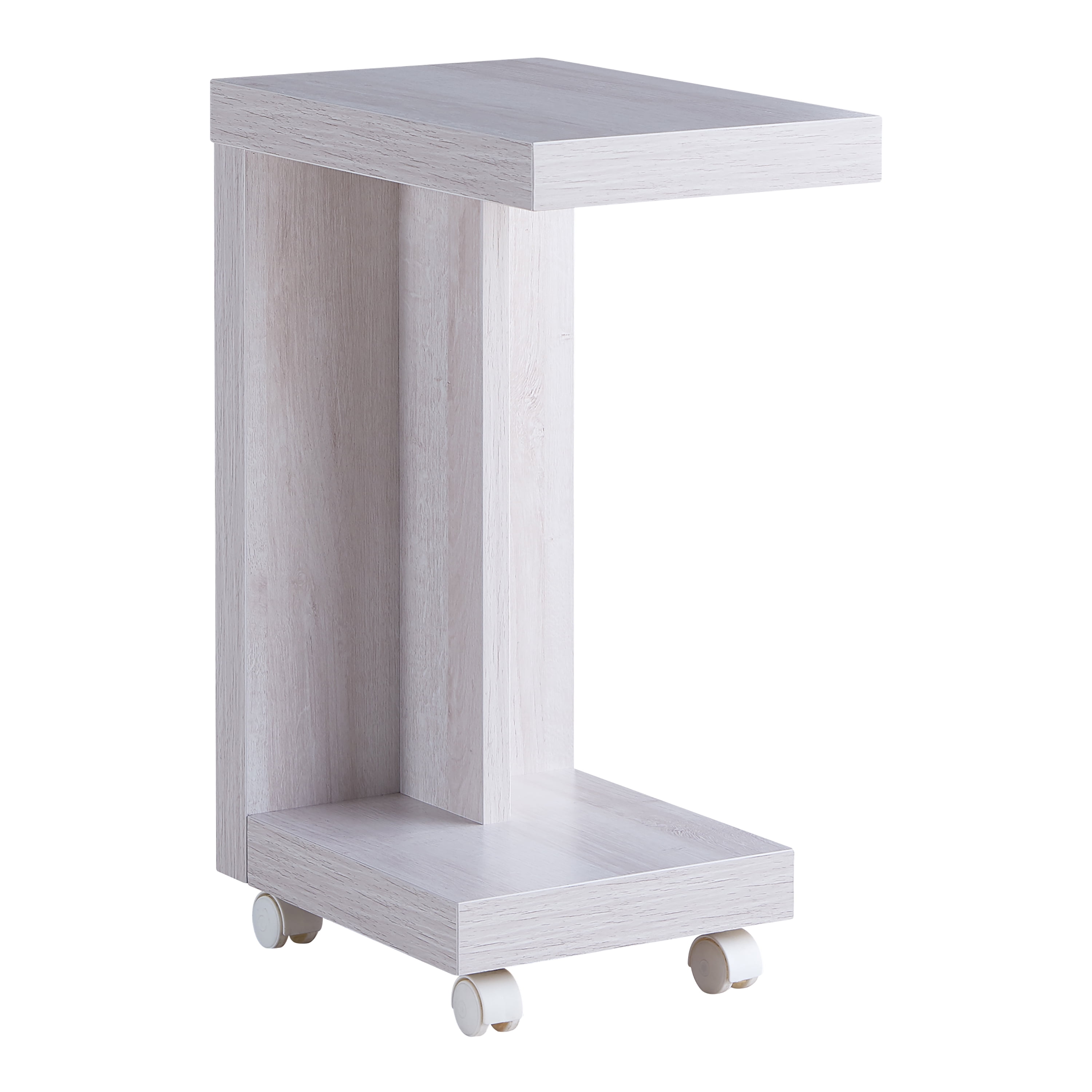 Furniture of America Halon End Table with Casters, White Oak
