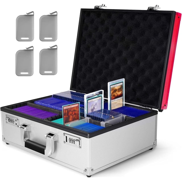 Boîte de Rangement pour Cartes à Collectionner avec Cadenas à Combinaison, Boîte de Rangement pour Toploader pour Cartes Rigides 3 Pouces X 4 Pouces 35pt, Étui Rigide de Rangement Top Loader, Étui pour Cartes de Sport (Tient 600+ Toploaders, Noir)