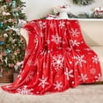 thumbnail image 3 of Christmas Throw Blanket Red White Snowflake Blankets Ultra Soft Flannel Fleece Bed Cover Xmas Winter Holiday Throw Warm Cozy Fuzzy Plush Blankets Lightweight Cabin Throw for Sofa Couch 60" X 80", 3 of 7
