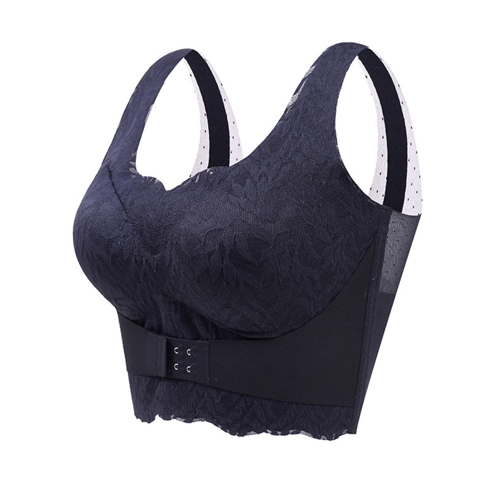 Women's Zip Front Sports Bra 2-Pack - Wireless Post-Surgery Yoga Bras, Black & Flesh, Size X-Large - View #9