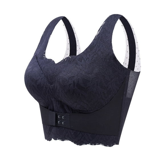 YWDJ Bras for Women Half Cup Front Close Sports Bras Wireless Workout Bras Adjustable Straps Full Coverage Bras Push up Low Support Wrap Bras Padded Plus Size Lace Bras Comfy Bras Black 6XL